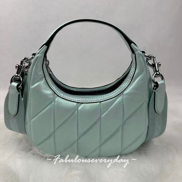Coach Carmen Mini Crossbody Bag In Pearlized Leather/Silver/Green CBI46 NWT - Picture 2 of 9